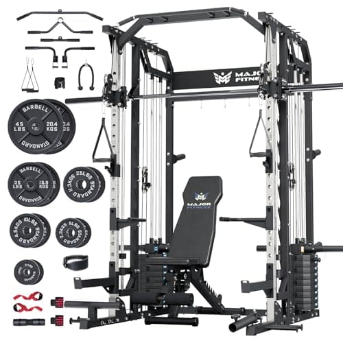 Major Fitness Drone2 Premium Smith△ Machine – All-in-One Home Gym Squat Rack with Aluminum Pulley Set , Weight Bar, Dual LAT Pull-Down Systems & Cable Crossover Machine for Full-Body Workouts - Image 1