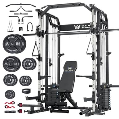Major Fitness Drone2 Premium Smith△ Machine – All-in-One Home Gym Squat Rack with Aluminum Pulley Set , Weight Bar, Dual LAT Pull-Down Systems & Cable Crossover Machine for Full-Body Workouts - Image 1