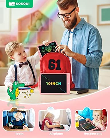 KOKODI LCD Writing Tablet,Gifts for 3 Years Old Boys and Girls,10 Inch Colorful Doodle Board Drawing Tablet, Erasable Reusable Electronic Drawing Pads, Educational and Learning Toy for Kids - Image 5