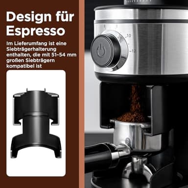 Ollygrin Burr Coffee Grinder, Electric Conical Coffee Bean Grinder With 30 Adjustable Grind Settings For 2-12 Cups, Sliver & Black - Image 4