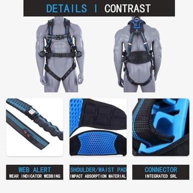 FHFallArrest Fall Protection Full Body Safety Harness,Roofing Harness with Support Belt for Construction(XS/S) - Image 6