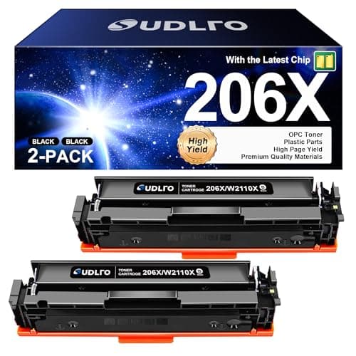 206X Toner Cartridges 2 Black - High Yield Replacement for HP 206X 206A Toner Cartridge Work with HP Color Laserjet Pro MFP M283fdw M283cdw M255dw M283 | 2 Pack for HP 206X Black W2110X W2110A Toner - Image 1
