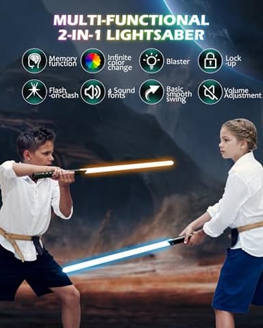 2 in 1 Dueling Lightsaber Double Light Saber,Lightsabers for Adults Christmas Birthday Gifts, 2Packs Fx Saber with 12 Colors Light Sabers for Kids Toys Teens Halloween Cosplay Children's Day Party - Image 2
