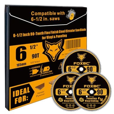 FOXBC 6-1/2 Inch 90 Tooth Circular Saw Blade for Paneling and Vinyl Siding Wood Cutting with 5/8-Inch Diamond Arbor - Image 5