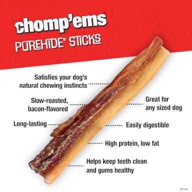 Chomp'ems Purehide Sticks Healthy Natural Rawhide Dog Chew, 12 oz - Image 3