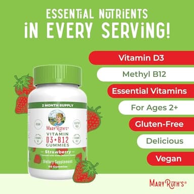 MaryRuth Organics Vegan Vitamin D3 + Vitamin B12 Gummies | 2 Month Supply | Supports Bone Health | Immune Support Supplement | Energy Supplements | Methyl B12 Vegan Non-GMO Gluten Free | 60 Servings - Image 7