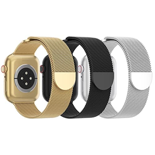 STEEZRD 3 Pack Mesh Metal Apple Watch Bands, 38mm-45mm, Stainless Steel Magnetic Loop Band Replacement for Ultra 2 iWatch Series 9/8/SE/7/6/5/4/3/2/1 - Image 1