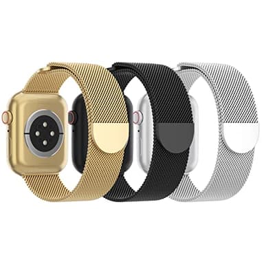 STEEZRD 3 Pack Mesh Metal Apple Watch Bands, 38mm-45mm, Stainless Steel Magnetic Loop Band Replacement for Ultra 2 iWatch Series 9/8/SE/7/6/5/4/3/2/1 - Image 1