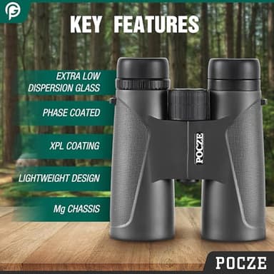 Binoculars for Adults, 12x42 Waterproof and Durable Binoculars with Multi-Coated Optics and Protective Rubber Armor, Lightweight Binocular for Bird Watching, Outdoor Sports, Hunting, Travel-Gray - Image 3