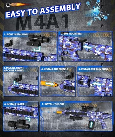 Electric Gel Ball Blaster, High Speed Automatic Splatter Ball Blaster with 60000+ and Goggles, Rechargeable Splatter Ball Toys for Outdoor Activities Game Party-BLueWhite - Image 9