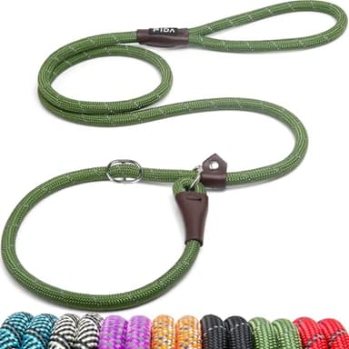 Fida Durable Slip Lead, 6 FT x 1/2" Heavy Duty Loop Leash, Comfortable Strong Rope for Large, Medium Dogs, No Pull Pet Training with Highly Reflective, Green - Image 1