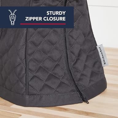 KITCHENAID Fitted Tilt-Head Stand Mixer Cover with Storage Pocket, Quilted 100% Cotton,14.4"x18"x10", Charcoal Grey - Image 3