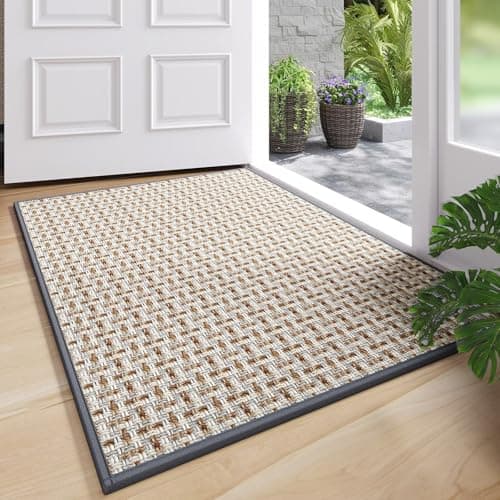 Door Mat 17"x30",Door Mat Indoor Entrance Dirt Resistant and Absorbent Non-Slip Rubber Backing Front Door Mats Washable Low-Profile Indoor Mats for Entryway, Inside Entrance Easy Clean Gray - Image 1