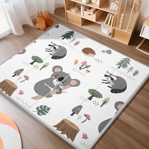 PIGLOG Foldable Baby Play Mat,59x59 Inches Baby Crawling Mat,0.8 Inch Thicken One-Piece Baby Playmat,Non Slip,Waterproof Activity Playmats for Babies,Toddlers,Infants, Play & Tummy Time,Koala - Image 1