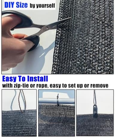 e.share Shade Cloth, 40%-50% Sunblock UV Protection, 10 FT X 20 FT can Custom Size Sun Mesh Net for Garden Plant Cover, Flowers and Greenhouse, Black - Image 3