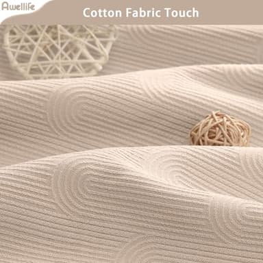 Awellife Boho Shower Curtains for Bathroom Cotton Fabric Touch Beige Bohemian Mid Century Minimalist Arch 72" L X 72" W - Image 5