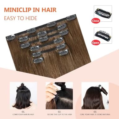 UGOTRAYS Light Brown Hair Extensions Clip in Human Hair 20 Inch 120g 7pcs Remy Hair Silky Straight 16clips One Pack for Women #6 Chestnut Brown Hair Extensions - Image 5