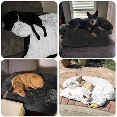 Calming Dog Bed Fluffy Plush Dog Mat for Furniture Protector with Removable Washable Cover for Large Medium Small Dogs and Cats (Large, Light Grey) - Image 7