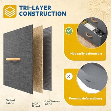 DWVO Dresser for Room with 5 Drawers - Fabric Storage Tower, Long Fabric Dresser, Organizer Unit for Closet, Hallway - Image 6