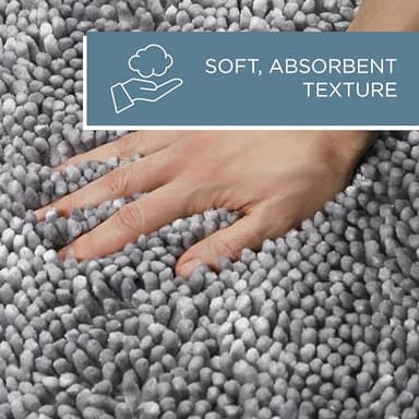 TOWN & COUNTRY BASICS Spa Step Noodle Solid Bathroom Toilet Lid Cover, Plush, Soft, and Absorbent, Machine Washable, 18.5" x 19.6", Dark Grey - Image 7