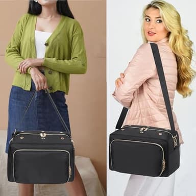 EXLIFBAG Crochet Bag, Yarn Storage Organizer with Adjustable Shoulder Straps, Yarn Bag for Crochet Accessories, Knitting Needles & Crochet Hooks - Image 6