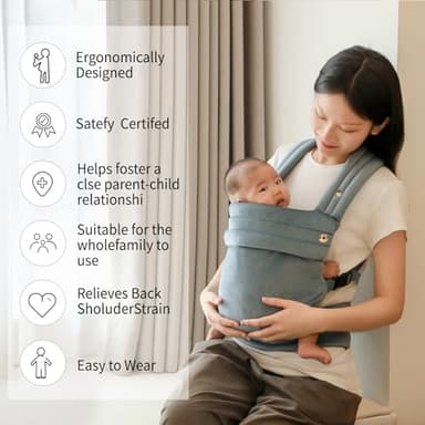 Liderbebe Baby Carrier Newborn to Toddler - Ergonomic,Velvet Fabric Breathable Mesh Cozy and Lightweight Infant Carrier for 7-35lbs,Enhanced Lumbar Support Hands-Free Parenting,All Seasons,Blue - Image 4