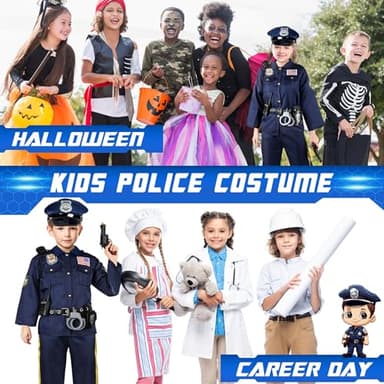 Joycover Police Officer Costume for Kids - Deluxe Police Costume for Kids with Accessories, Kids Halloween Costumes for Boys Girls, Cop Outfit Role Play Kit for Halloween Career Day-M - Image 7