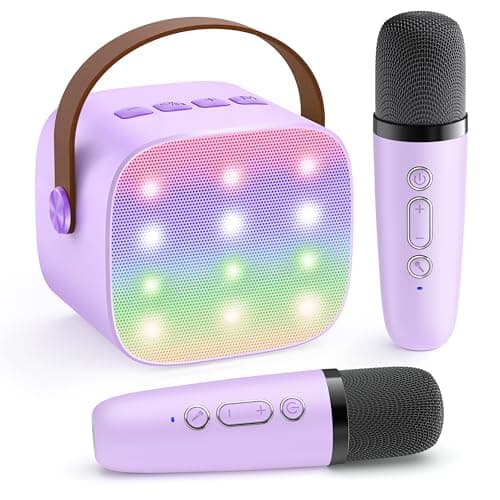 YLL Mini Karaoke Machine with 2 Wireless Microphones, TOP Kids Gifts for Girls Ages 3, 4, 5, 6, 7, 8, 9, 10, 11, 12 +Years Old, 4-12th Birthday Toy Gift for Girls Boys Party (Purple) - Image 1