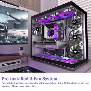 KEDIERS PC CASE ATX 4 Fans Pre-Installed, Type-C Mid Tower Computer Case with Full-View Dual Tempered Glass, Gaming PC Case,Black,K4 - Image 7