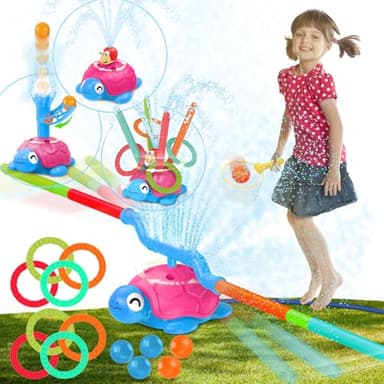 4-in-1 Turtle Water Sprinkler for Kids Summer Toys, Outdoor Toys for Toddlers, Kids Sprinkler Water Toys, Backyard Games for Summer Fun, Backyard Games Splash Water Toys Gifts for Boys Girls Dogs - Image 1
