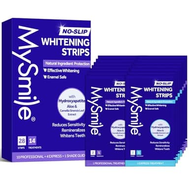 MySmile Teeth Whitening Strips 14 Treatments Kit, Hydroxyapatite-Infuse White Strips, Non-Sensitive Teeth Whitening with Soothing Natural Ingredients, Enamel-Safe, Residue-Free, Non-Slip(28 Count) - Image 1