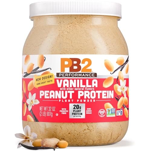 PB2 Performance Peanut Plant Based Vegan Protein Powder | 20g Complete Protein, No Added Sugar, Prebiotic Fiber | Dairy Free, Certified Vegan, Non-GMO, Gluten Free [Peanut w/Madagascar Vanilla, 2LB] - Image 1