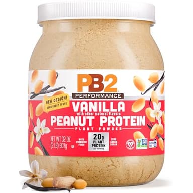 PB2 Performance Peanut Plant Based Vegan Protein Powder | 20g Complete Protein, No Added Sugar, Prebiotic Fiber | Dairy Free, Certified Vegan, Non-GMO, Gluten Free [Peanut w/Madagascar Vanilla, 2LB] - Image 1