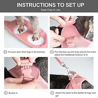 Fida Cat Harness and Leash Set for Walking Kitten and Puppy, Escape Proof Kitten Harness with Breathable Lightweight Soft Mesh, Adjustable Reflective Step-in Design. (XXXS, Pink) - Image 5