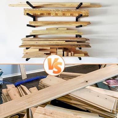 Wood Storage Racks with 3 Level, Garage Organizer Lumber Storage Rack Wall Mounted, Workshop Organizers Wood Wall Shelving, Lumber Metal Racks for Garage, Basement, Indoor and Outdoor (Black-4 Pack) - Image 6