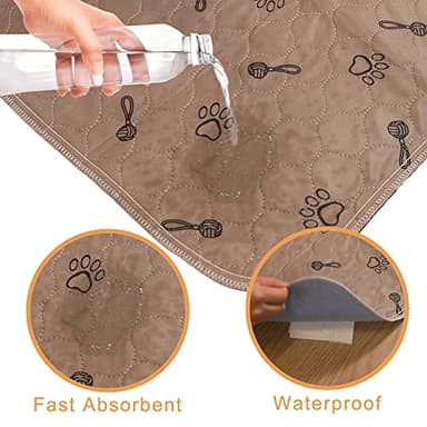 Peepeego 2Pack Pee Pads for Dogs Reusable+Free Dog Comb, Waterproof Rug 36”x48, Absorbent Puppy Pads Washable, Non Slip Protector for Bed Couch Carpet - Image 2