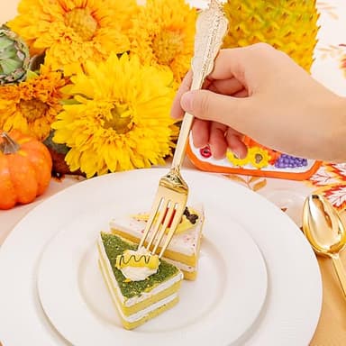Liacere 400PCS Gold Plastic Silverware - Pre Rolled Napkins Disposable Gold Plastic Cutlery-Premium Quality Utensils-Includes 100Forks,100Knives,100Spoons,100Napkins&Wedding&Thanksgiving - Image 8
