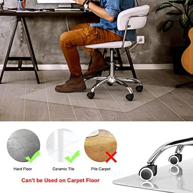 Kuyal Clear Chair Mat, Hard Floor Use, 48" x 30" Transparent Office Home Floor Protector mat Chairmats (30" X 48" Rectangle) - Image 2