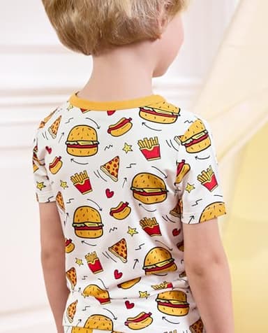 babee Reshinee Bamboo Viscose Toddler Pajamas Boys Girls Kids Baby Cool Short Summer Burger Pjs Set 2-3T Two Piece - Image 4