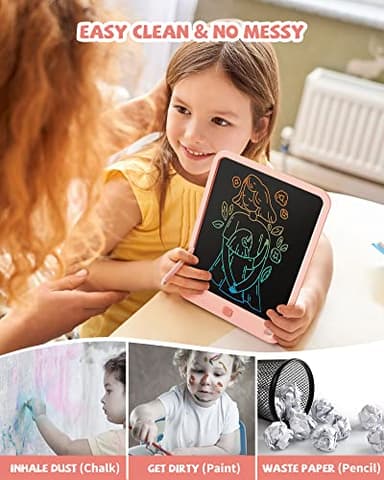LCD Writing Tablet 10 Inch, Toys for 3 4 5 6 7 8 9 10 Year Old Boys Girls, Colorful Doodle Board Drawing Tablet, Gift for Boys Toddlers Age 3-12 Years, Memo Board, Drawing Pads with Lanyard (Pink) - Image 6
