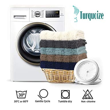 Turquoize Plush Chenille Bath Rug, Gray, Large (47 x 17"), Non-Slip, Washable, Water Absorbent & Soft, For Bathroom Floor - Image 7