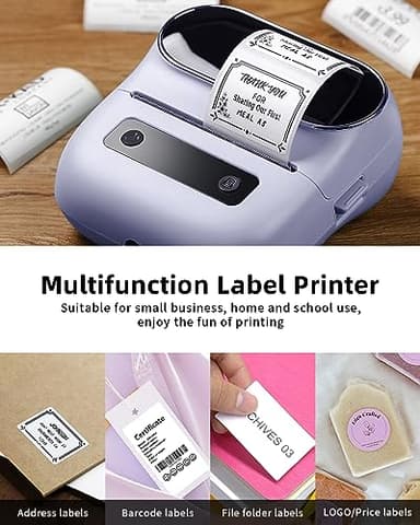 Phomemo M220 Label Maker, Bluetooth Thermal Label Maker Machine for Barcode, Address, Home, Mailing, Small Business,Clothing, Portable Wireless Printer with 1 Rolls Label, Purple - Image 8