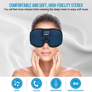 MUSICOZY Sleep Headphones, Bluetooth 5.4 Sleep Mask Headband Headphones Sleeping Eye Mask, Wireless Music Earbuds Earphones with HD Ultra-Thin Stereo Speakers for Side Sleepers Men Women - Image 2