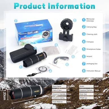 OPTIVORA 15×32 Mini Telescope for Adults High Powered,Compact Size,Ideal for Use as a Small Monocular for Bird Watching,Pocket Telescope Adults for Outdoor Activities to Use,with Smartphone Adapter - Image 7