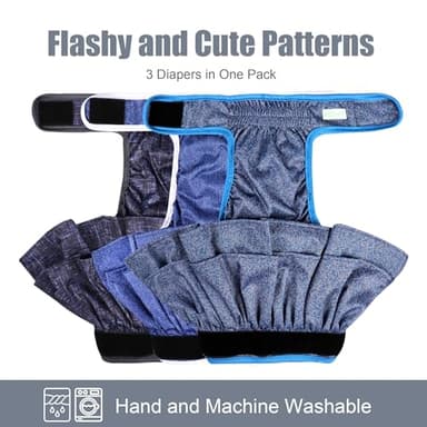 wegreeco Dog Diapers Female (3 Pack), Highly Absorbent Dog Diapers for Female Dogs Washable in Heat, Incontinence, or Excitable Urination (Jeans, Large) - Image 3