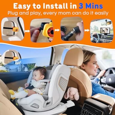Yakry Baby Car Camera 7-Inch - 3X Zoom Recording Touchscreen 1080P HD Easy to Install 150° Wide Angle Rear Facing Backseat Camera 940nm Night Vision for Infant - Image 6