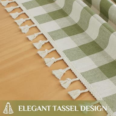 Softalker Checkered Tablecloth Rectangle, Heavy Weight Linen Gingham Christmas Table Cloth with Tassel, Washable Wrinkle Free Buffalo Plaid Table Cover for Dining/Party/Home - 55 x 84 Inch, Sage - Image 5