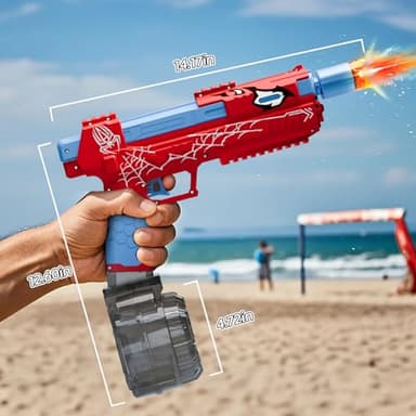 fygurso Electric Water Gun for Adults Kids, Automatic Squirt Gun with a Long Range of up to 26 Ft, LED Light Large Capacity IP7 Waterproof Fully Auto Water Gun(Red - Image 7