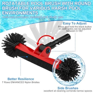 Swimming Pool Cleaning Kit Including 5.7 Feet Aluminum Pool Pole 4-Segment & Rotatable Pool Brush with Round End & Pool Leaf Rake Fine Mesh Net,Replaceable Pool Cleaning Leaf Skim Net-Fast Cleaning - Image 5