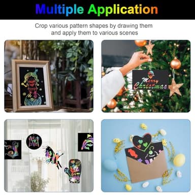 Cityrosy Scratch Art Paper Rainbow Sets 100 Pcs-Black Magic Scratch Off Craft Set for Kids Classroom Supplies Kits for Age 3-12 Kids Party Games Halloween Christmas Birthday Gifts - Image 5
